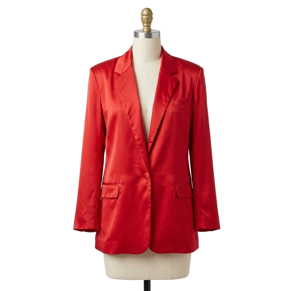 NEW STEVE MADDEN sateen one button blazer in red